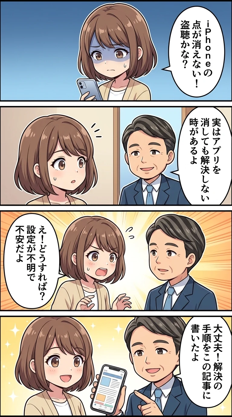 iphone 左上 オレンジ 消えない