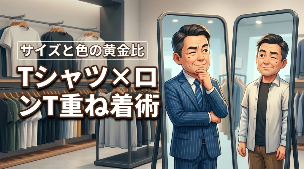tシャツとロンtの重ね着はダサい？垢抜けるサイズ選びと色合わせの黄金比（記事のアイキャッチ画像）